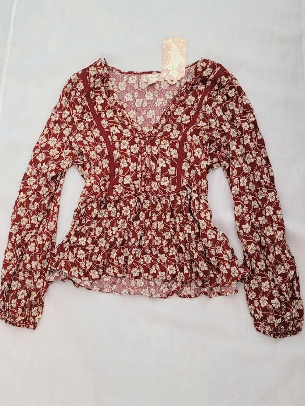 NWT! Lulus Fall Metallic Thread Boho Top Band Of Gypsies Women's Blouse Medium